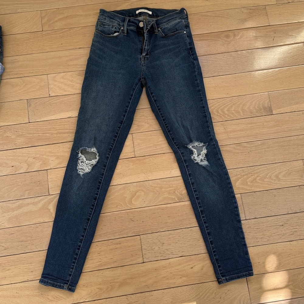 PacSun Dark Blue Skinny Jeans with Distressed Details